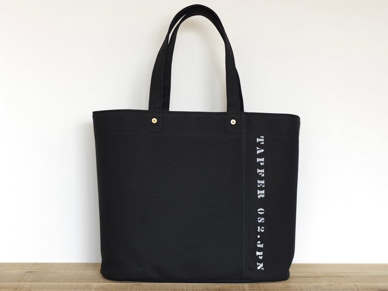 Canvas bucket-shaped tote bag Bucket tote bag oval black - กระเป๋าถือ - ผ้าฝ้าย/ผ้าลินิน สีดำ