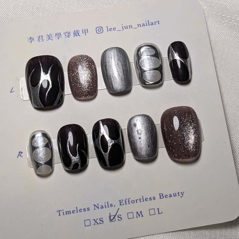 手作穿戴甲 銀焰黑洞 尺寸S - 其他 - 樹脂 銀色