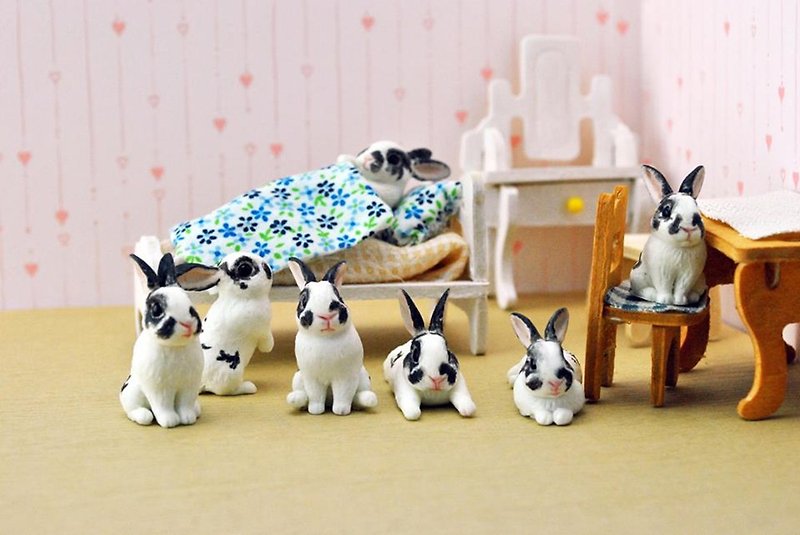 ペットの置物3-5cm（ウサギ）は、純粋な手作りとしてカスタマイズすることができます - 人形・フィギュア - 粘土 多色