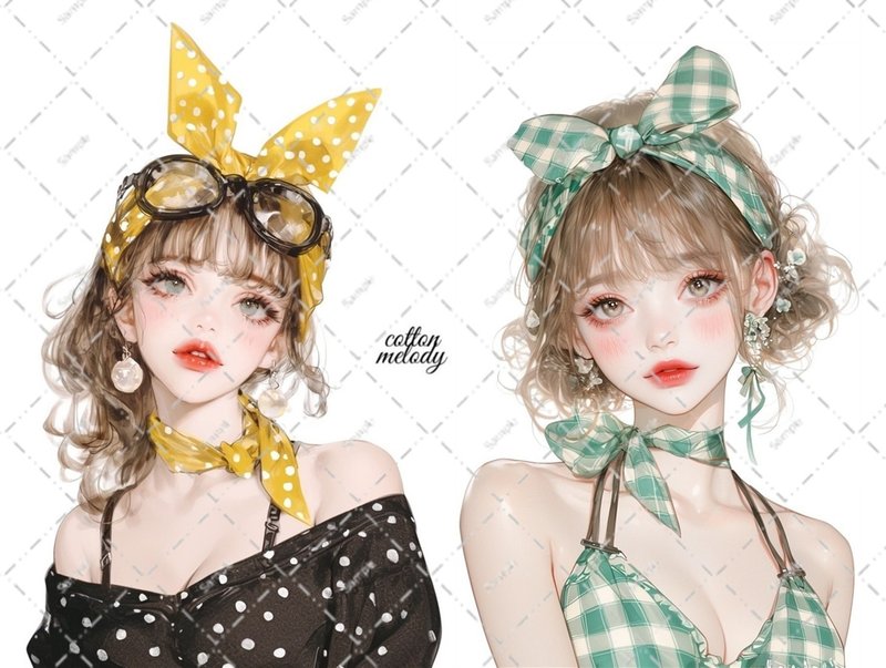 original sticker no.6569 人物ステッカー オリジナルステッカー 人物ステッカー 女の子ステッカー オリジナル人物ステッカー - 貼紙 - 紙 