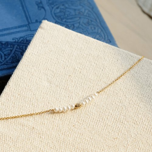 Beau Jewelry 14K包金排鑽珍珠手鍊