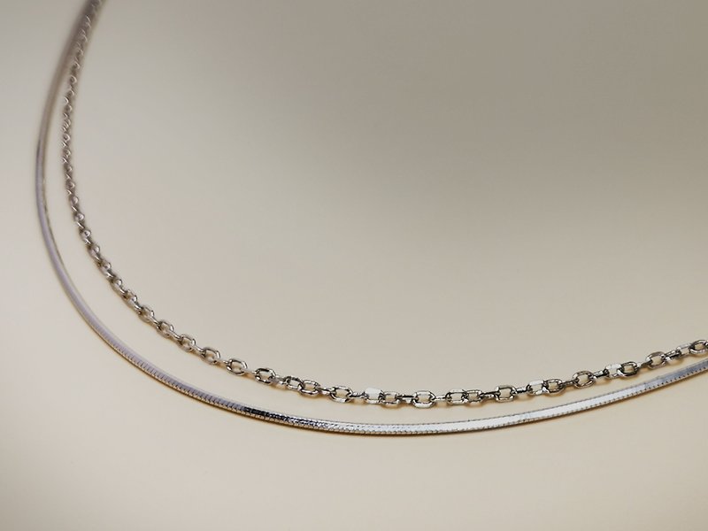 Satellite Chain Layered Bracelet - สร้อยคอ - เงินแท้ สีเงิน