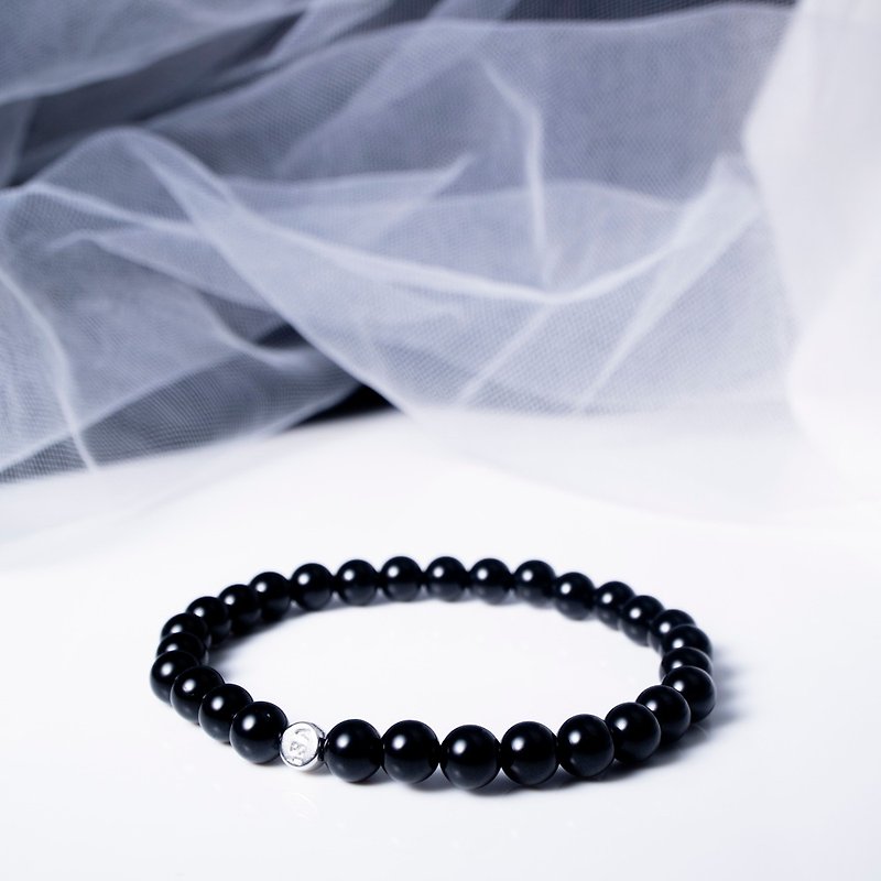 Black Tourmaline | Natural Energy Bracelet | 5.5-6.5mm - สร้อยข้อมือ - คริสตัล สีดำ