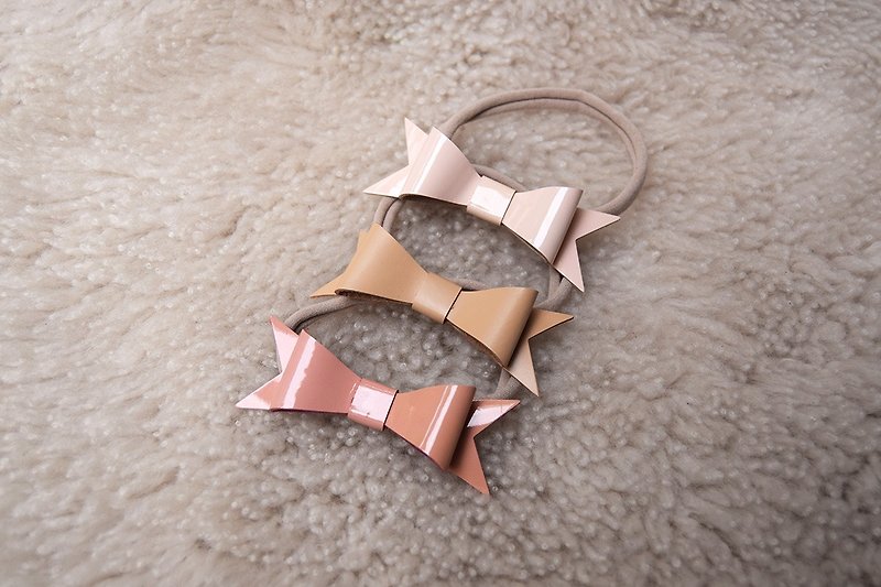 Baby Nylon Headbands, Leather Baby Bows, Beige Baby Bows, Pink Baby Headband - Baby Hats & Headbands - Genuine Leather Pink