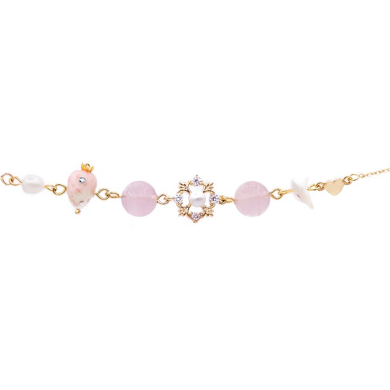 AURORA:   幻莓珍珠925純銀鍍14K金手鍊 - 手工飾品 - 手鍊/手鐲 - 黏土 粉紅色