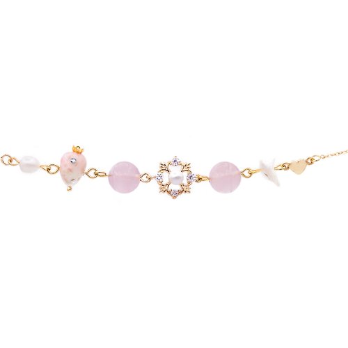 PAMYCARIE AURORA: 幻莓珍珠925純銀鍍14K金手鍊 - 手工飾品