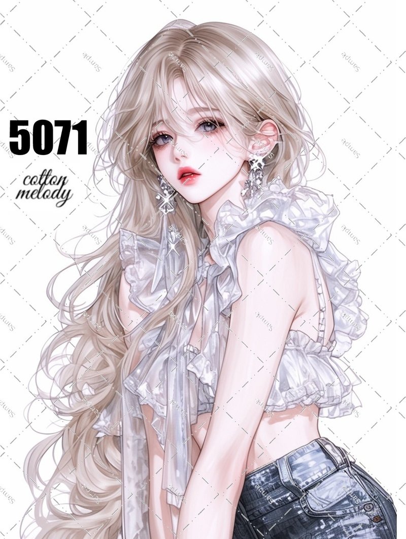 original sticker no.5071 人物ステッカー オリジナルステッカー オリジナル人物ステッカー 装飾ステッカー cotton melody - 貼紙 - 紙 