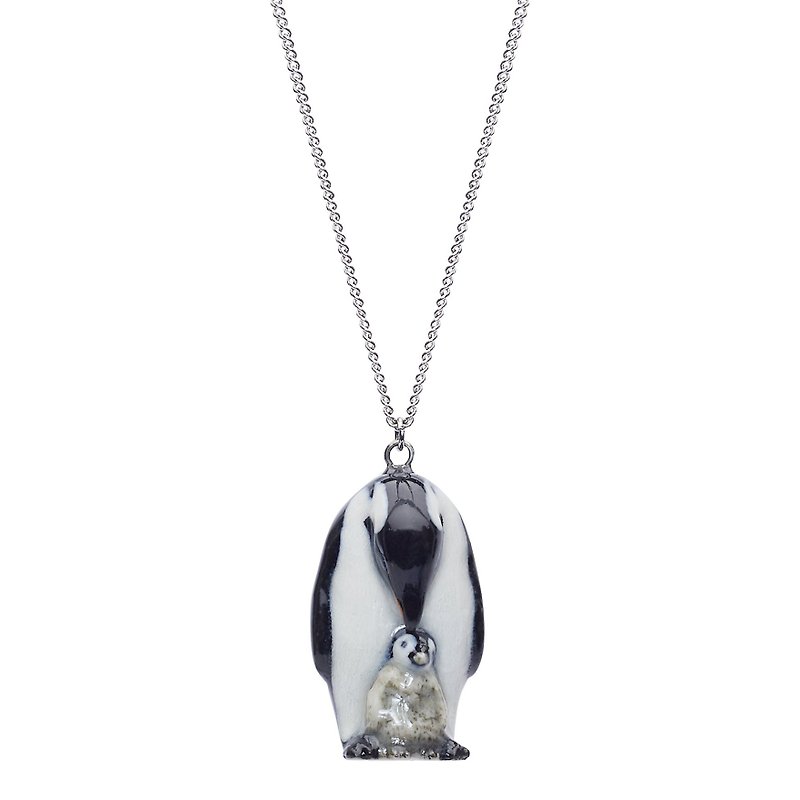 And Mary  Penguin & Baby  Necklace | Gift box - Necklaces - Porcelain Black