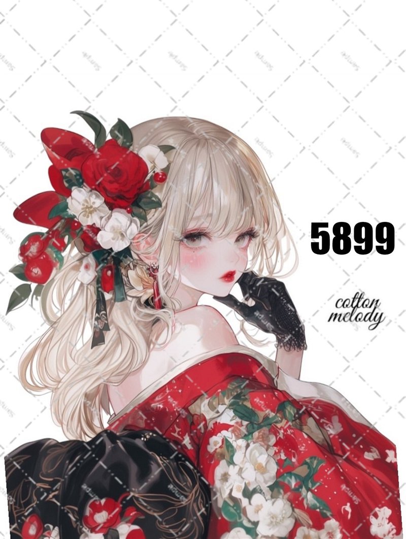 original sticker no.5899 人物ステッカー オリジナルステッカー 人物ステッカー 女の子ステッカー オリジナル人物ステッカー - 貼紙 - 紙 