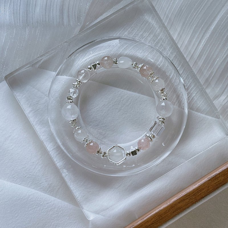 Flower Shadows in the Mist丨Blue Moonlight + White Ghost丨Warning against Evil and Purification to Recruit Peach Blossoms丨Customized Crystal Bracelet - Bracelets - Crystal Silver