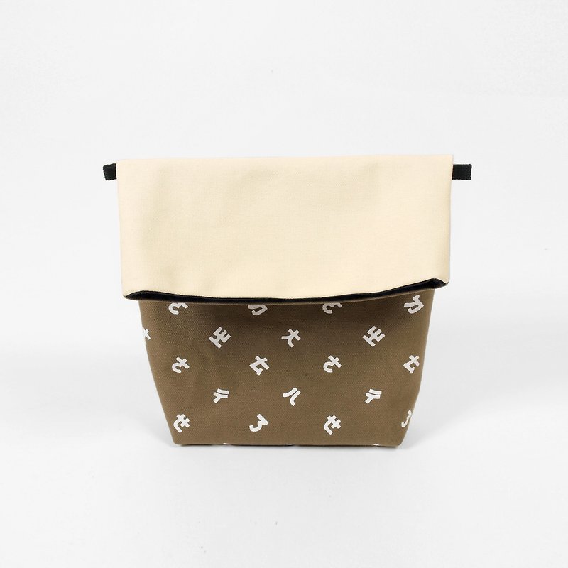 【HEYSUN】 phonetic symbols hand-silk double-sided folding bag / side backpack - military green + meters - Messenger Bags & Sling Bags - Cotton & Hemp Khaki