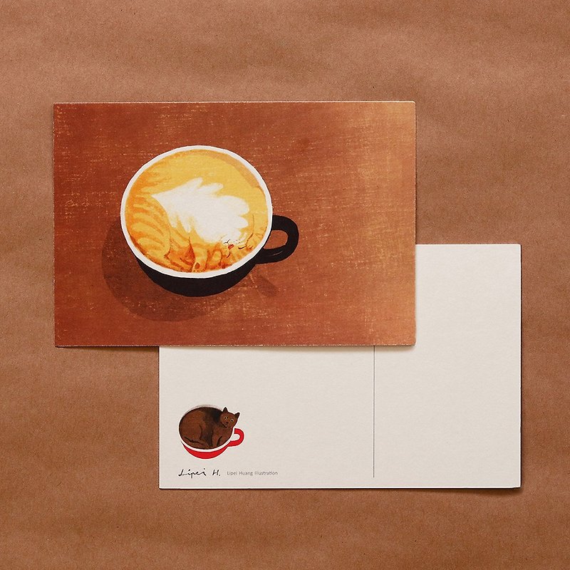 Orange Cat Latte Postcard - Cards & Postcards - Paper Brown