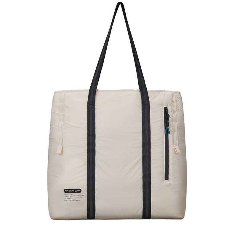 Gaston Luga Lightweight Shopper Shopping Commuter Tote - Cream - กระเป๋าแมสเซนเจอร์ - วัสดุอื่นๆ ขาว