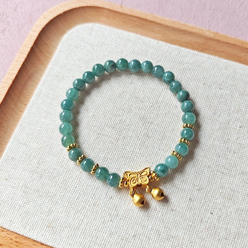 小翠三福 天然翡翠 七夕禮物 生日禮物 翡翠手鏈 閨蜜禮物 客製化 - 手鍊/手環 - 玉石 綠色