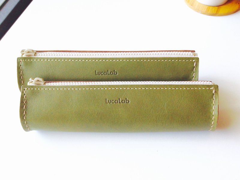 Pencil Elegant green cylinder - Pencil Cases - Genuine Leather Green