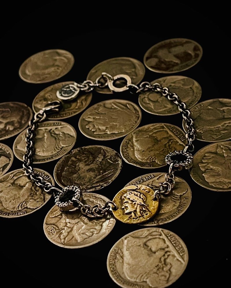 【圖騰系列】古錢幣Ancient coins  925純銀 手鍊 - 手鍊/手環 - 純銀 銀色
