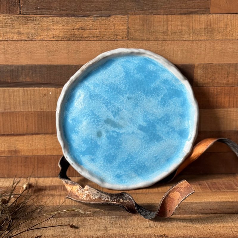 50051-獨特手作陶盤 18cm  Unique hand built plate - 盤子/餐盤/盤架 - 陶 