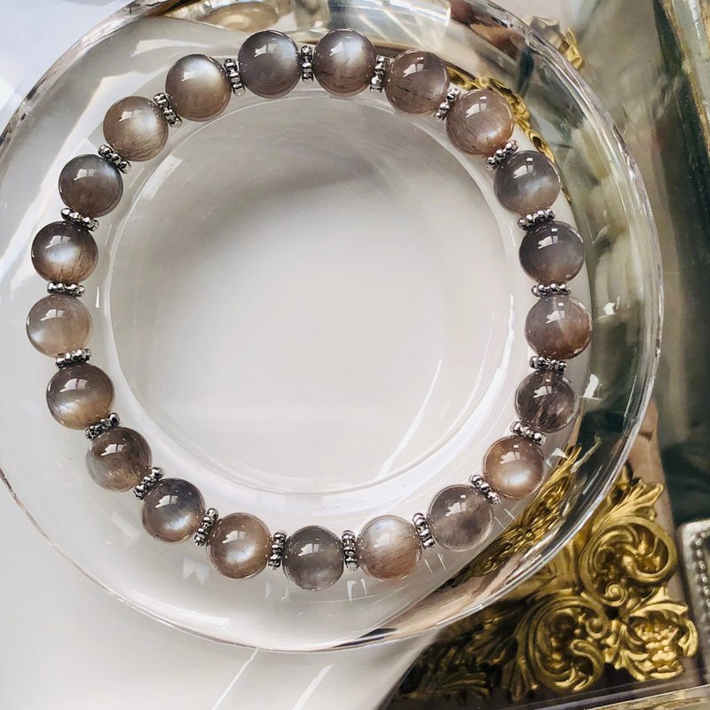 ITS-B649【設計款・黑金骨幹・銀黑金棕2款】天然石水晶手鍊手環 - 手鍊/手環 - 寶石 灰色