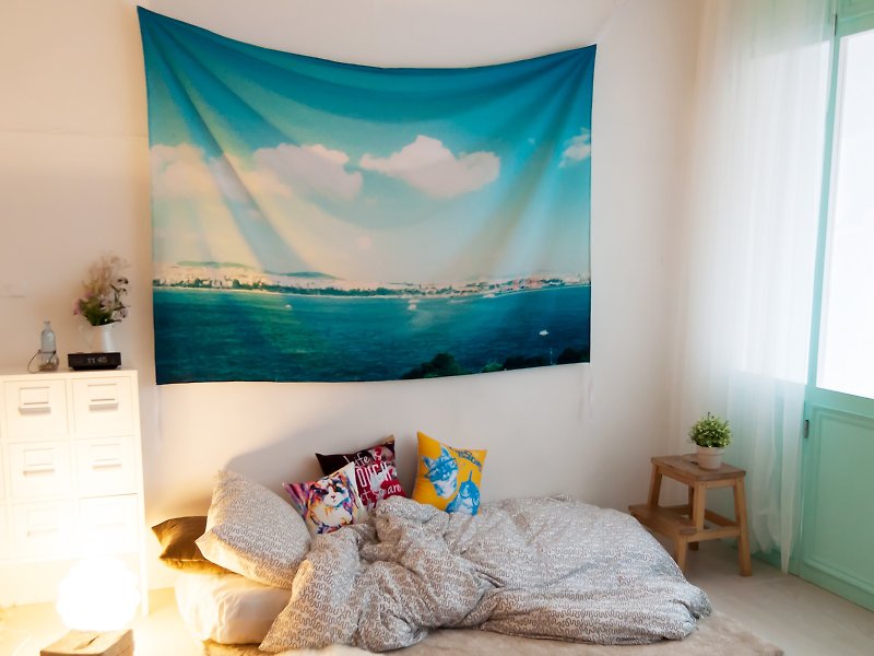 On the Road-Wall Tapestry-Interior Design Decoration Wall Tapestry - ตกแต่งผนัง - เส้นใยสังเคราะห์ สีน้ำเงิน