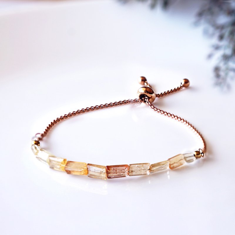 Slide Imperial Topaz Surgical Stainless Stainless Steel Bracelet Ishtar's Ear of Wheat - สร้อยข้อมือ - เครื่องเพชรพลอย สีส้ม