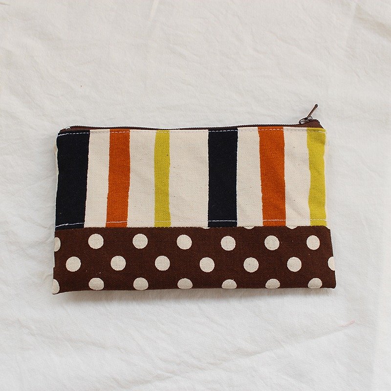 European and American style striped stitching pencil case / pencil case - Pencil Cases - Cotton & Hemp 