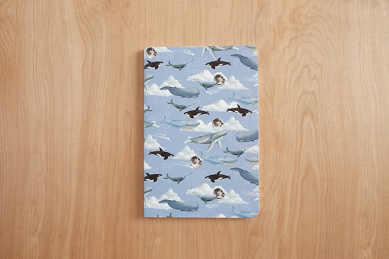 Large Notebook : Whale on the Moon - Notebooks & Journals - Paper Blue