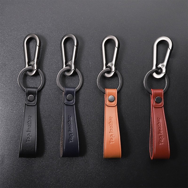 The first layer of cowhide key strap leather car key ring buckle simple and fashionable men's and women's waist accessories - Keychains - Genuine Leather 