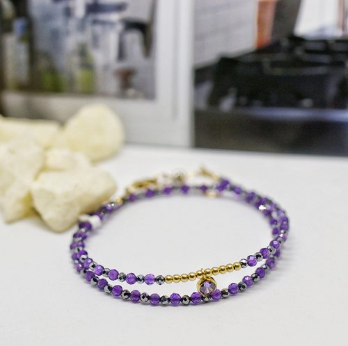 ユミ手まり 1/20 14K GF ( Terahertz + Amethyst ) 2 rows Bracelet with
