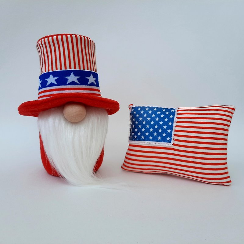 4th of July Gnome Flag Pillow, Patriotic Top Hat Gnome Memorial Day Decor Americ - 公仔模型 - 其他材質 