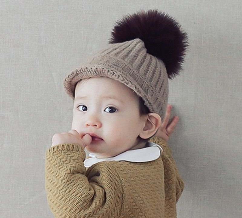 Happy Prince Napoleon Baby Knitted Hat Made in Korea - หมวกเด็ก - เส้นใยสังเคราะห์ สีนำ้ตาล
