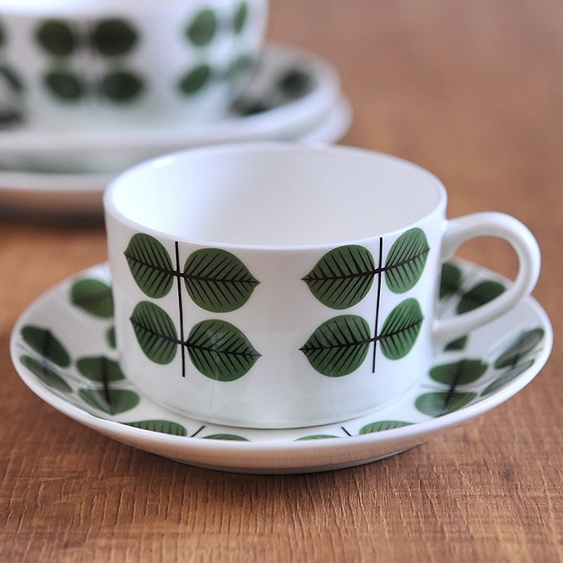 Stig Lindberg北歐設計大師 BERSA咖啡杯盤組(骨瓷) - 咖啡杯 - 瓷 綠色