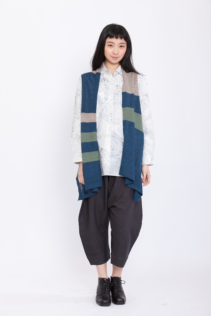 Alpaca shawl vest _ blue _ fair trade - Knit Scarves & Wraps - Other Materials Blue