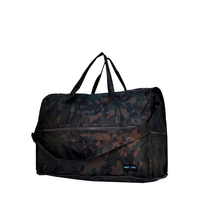【HAPI+TAS】日本原廠授權 摺疊旅行袋 (小)- 男版軍綠迷彩 - 手提包/手提袋 - 聚酯纖維 多色