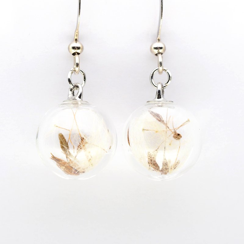 OMYWAY Handmade Dried Flower - Glass Globe - Earrings 1.2cm - Earrings & Clip-ons - Glass 