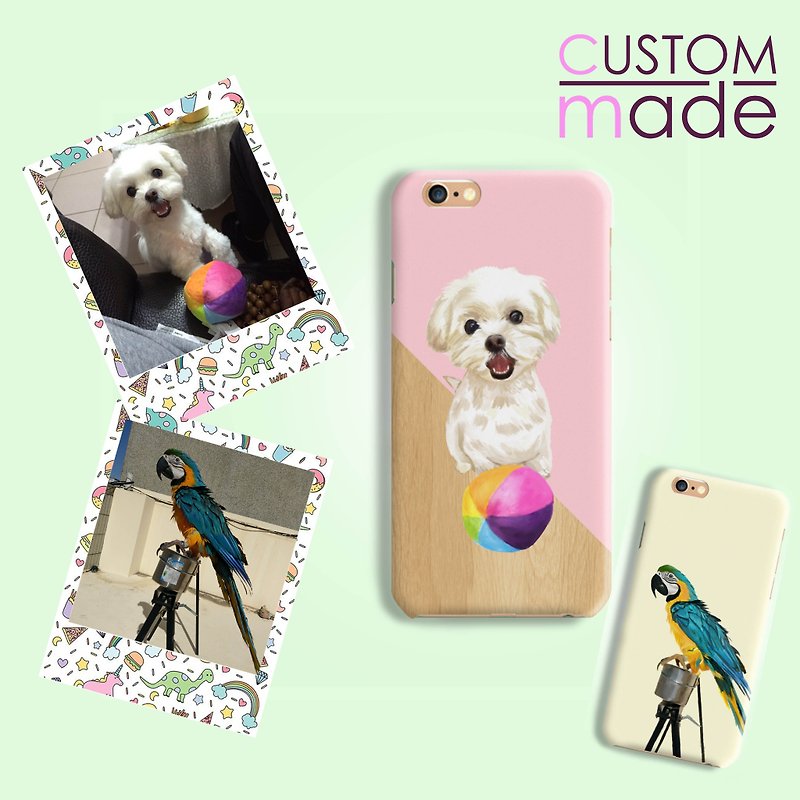 客製化你的寵物相片水彩風格磨砂手機殼硬殼 iPhone X 8 Samsung - 手機殼/手機套 - 塑膠 多色