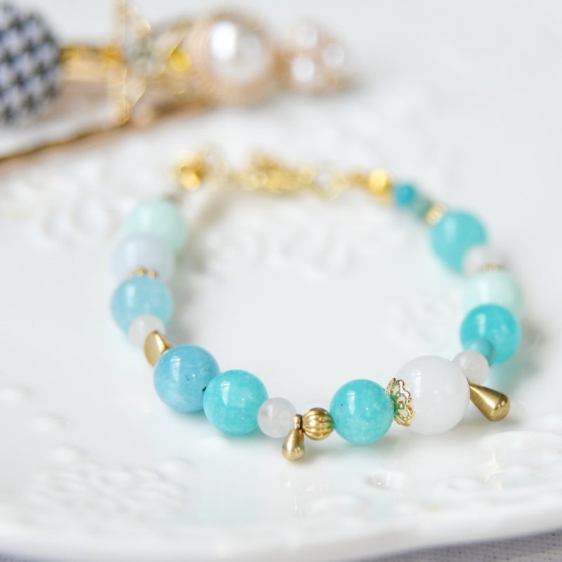 沉浸在藍色氣泡 - 黃銅半寶石母乳飾品手鍊 - 手鍊/手環 - 銅/黃銅 藍色