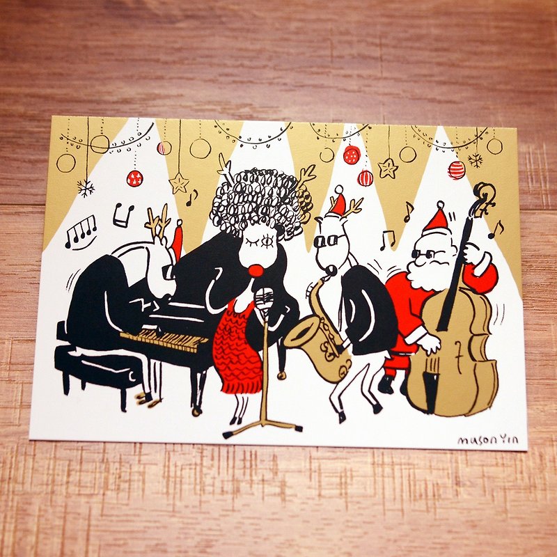 no. 13 Jazzy Christmas- Gold theme original design Christmas Card - Cards & Postcards - Paper Gold
