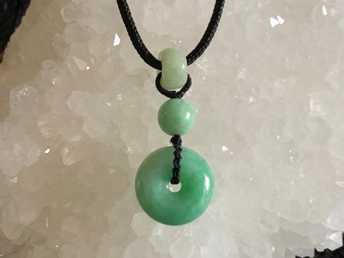 淳玉晶品坊 快速出貨 免費開光 天然A貨緬甸玉翡翠平安扣項鍊 滿綠