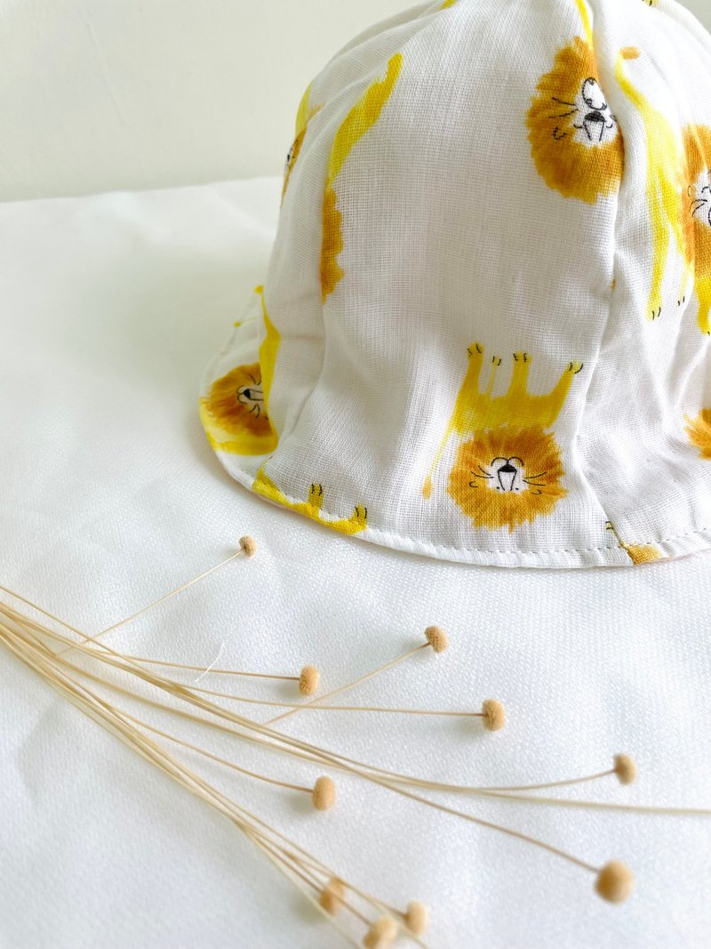 Fisherman's hat double-sided little lion little ears childish hat baby toddler children's hat - Baby Hats & Headbands - Cotton & Hemp Blue