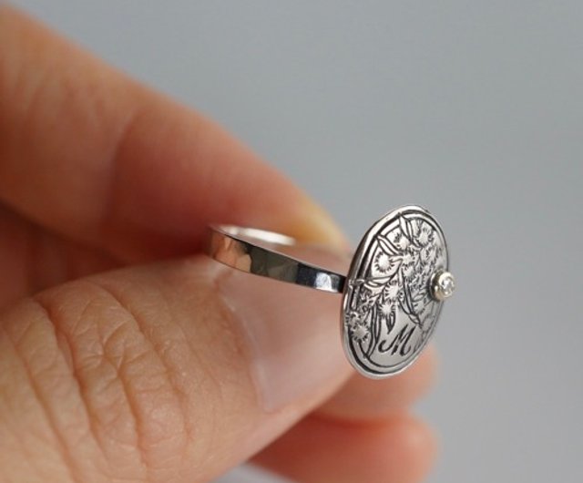 Birthstone initial ring [R065SV(BS)] - ショップ Atelier Simo