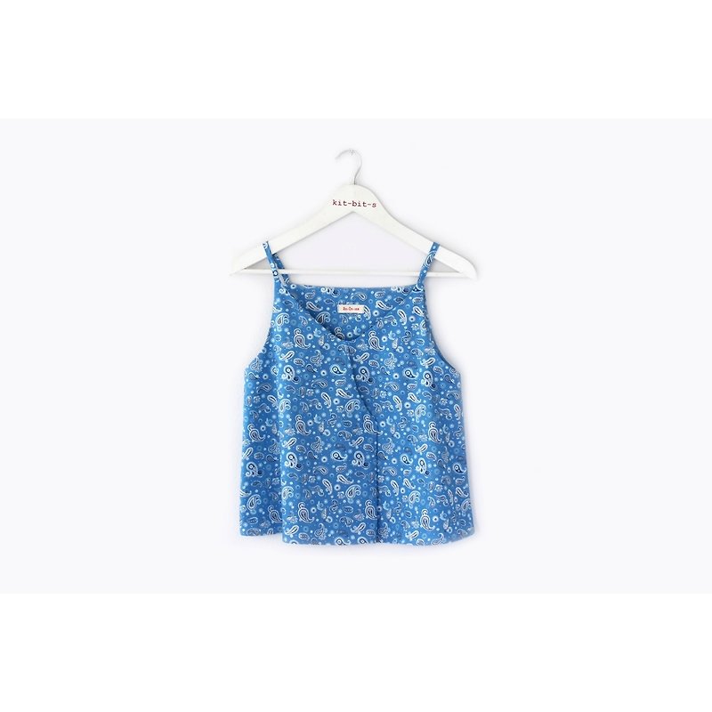 Singlet blue paisley pattern - 女裝 上衣 - 棉．麻 藍色