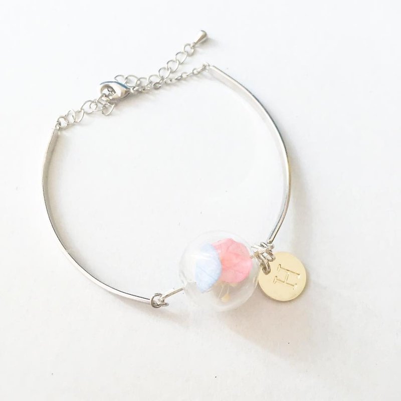 Preserved flower glass ball bracelet personalized - Chokers - Glass Pink