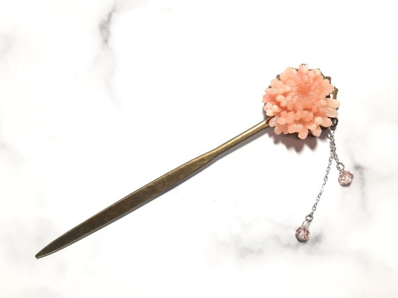 鴛鴦菊 妃紅 髮簪 造型 - 髮夾/髮圈 - 其他材質 粉紅色