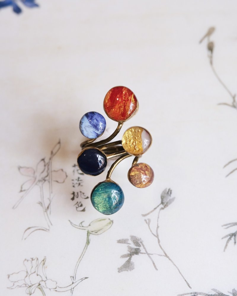 フリーサイズリング 愛の星々 - 戒指 - 其他材質 多色