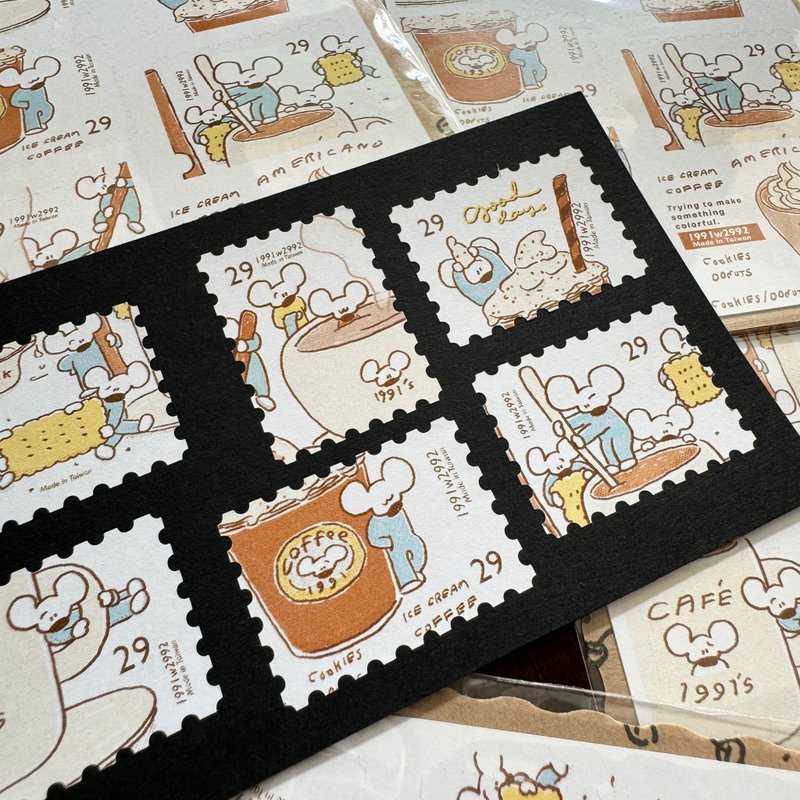 CAFE // STAMP STICKER - สติกเกอร์ - กระดาษ ขาว