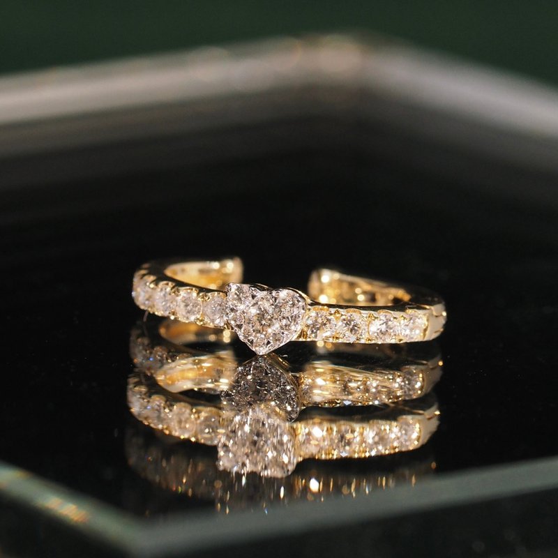 18K金鑽石心耳夾 18K Gold Diamond Heart Ear Cuff - 耳環/耳夾/耳骨夾 - 貴金屬 