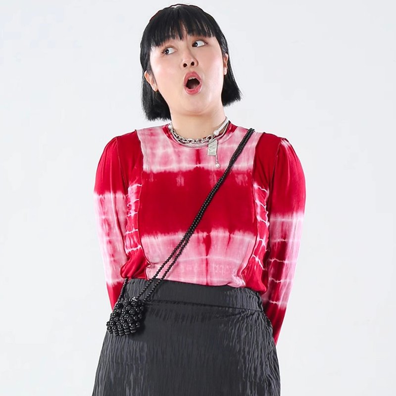 半月天使 大碼微胖顯瘦秋季穿搭扎染舒適打底衫三色 - 女 T 恤 - 其他材質 