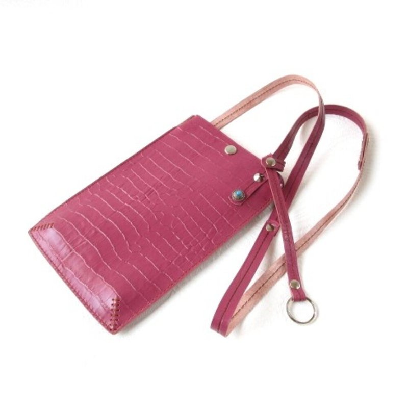 牛革・２WAYサコッシュ・フラットスモールタイプ・065 - 側背包/斜背包 - 真皮 粉紅色