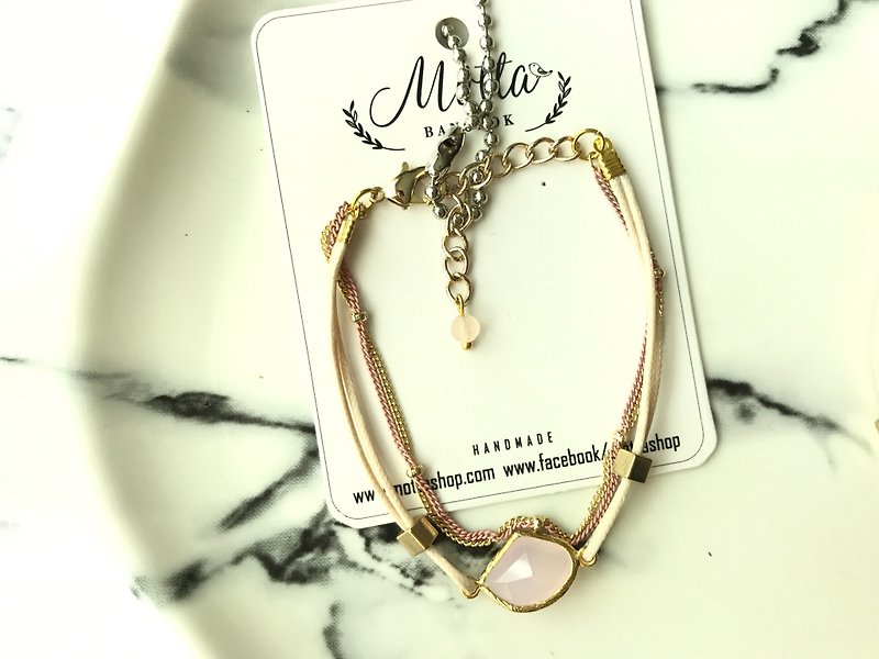 泰國Motta設計-淺珍珠紅粉晶寶石手鍊手環 - 手鍊/手環 - 其他材質 粉紅色