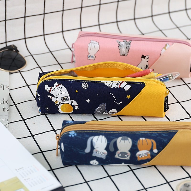 Chuyu Square Patchwork Pen Case (Small)/Pencil Case/Pencil Case/Station Box/Pencil Case/Storage Bag - Pencil Cases - Other Man-Made Fibers 